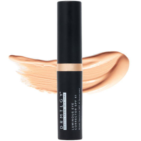DRMTLGY Luminous Eye Corrector SPF 41 – Tinted Under-Eye Cream for Dark Circles, Anti-Aging, Hydrating Serum, Medium Peach