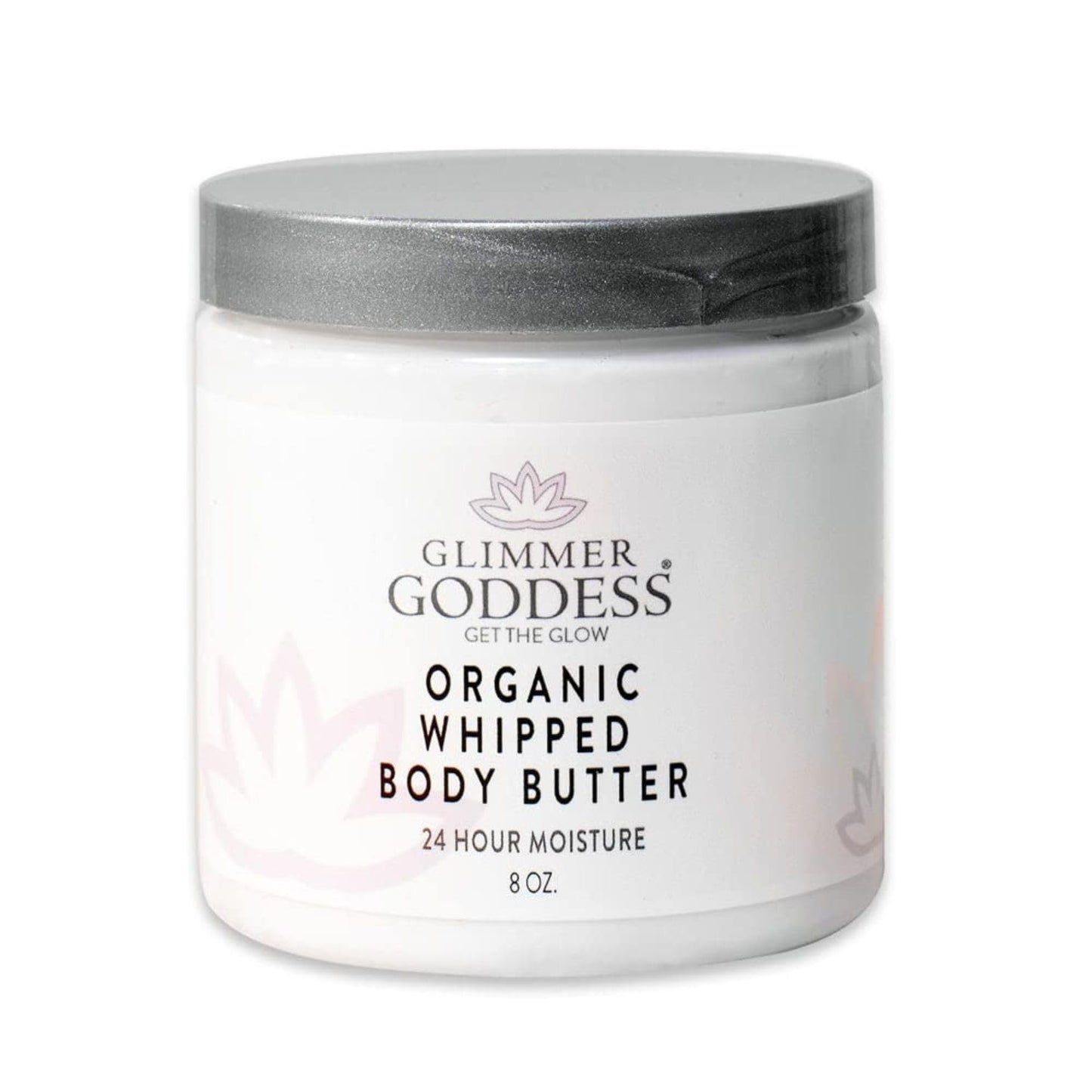 Glimmer Goddess Organic Whipped Body Butter for Women - Moisturizer Cream with Shea & Cocoa Butter, Almonds & Coconut Oil - Unscented, 8oz