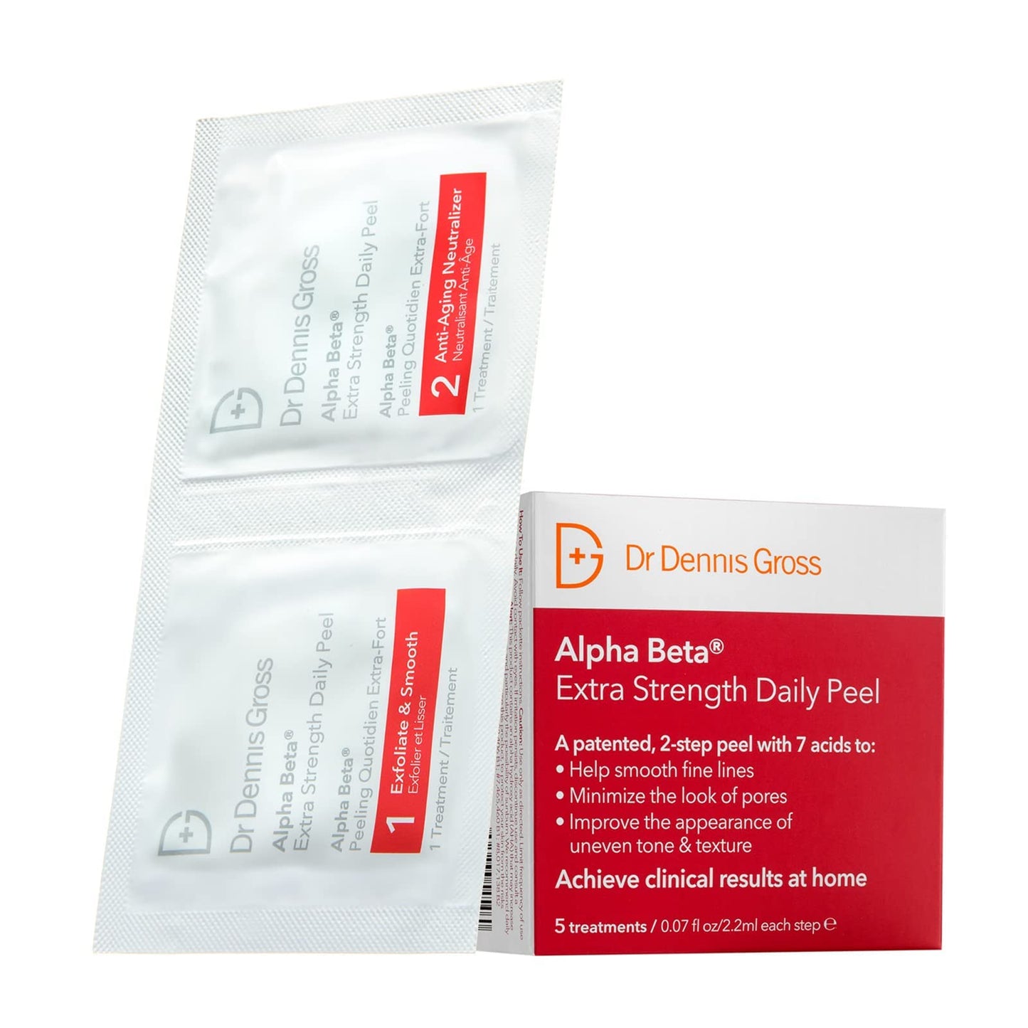 Dr. Dennis Gross Alpha Beta Extra Strength Daily Peel – 2-Step Exfoliating Pads for Anti-Aging, Smooth, Radiant Skin, 5 Treatments