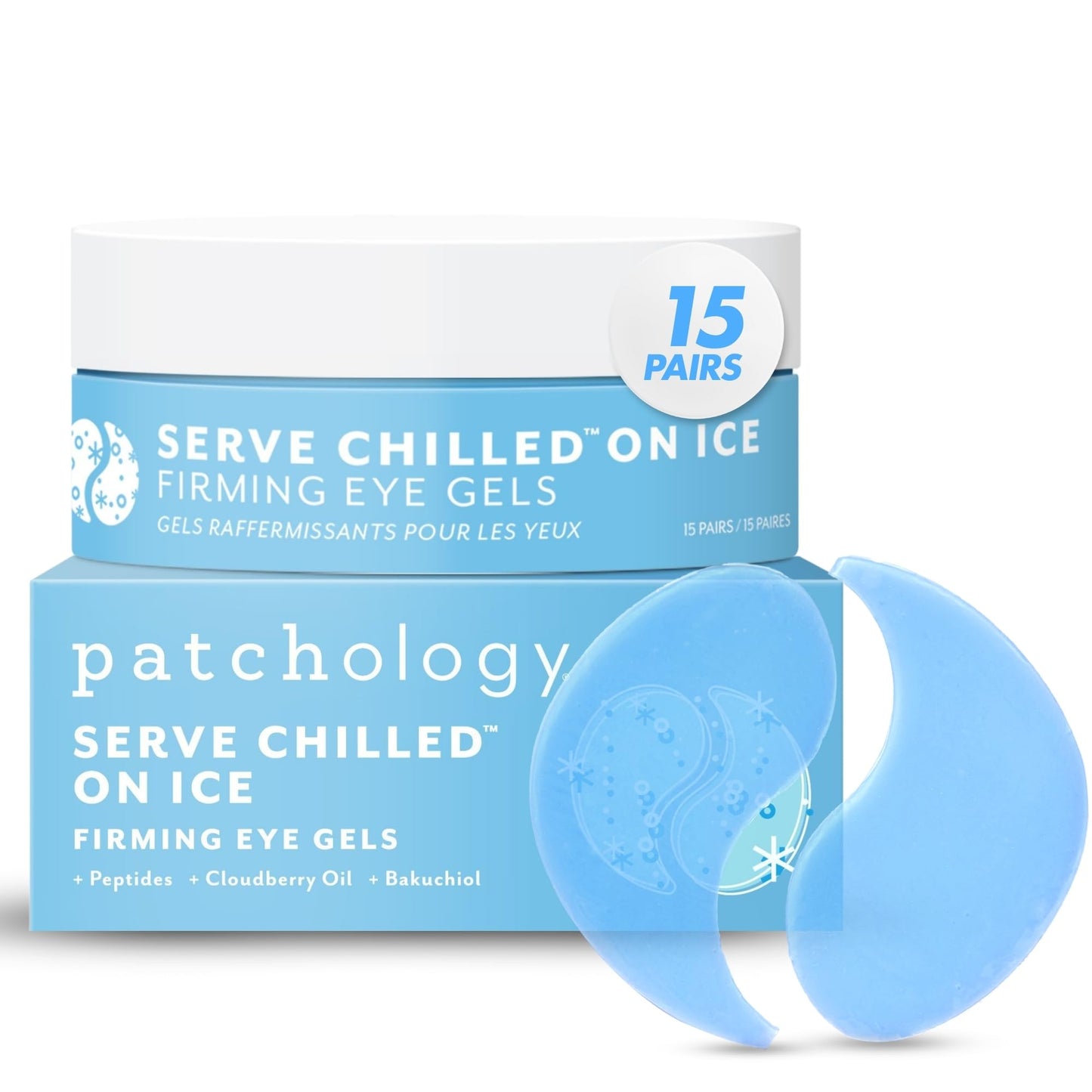 Patchology Serve Chilled On Ice Under Eye Mask Patches – Peptides, Cloudberry Oil & Bakuchiol for Dark Circles, Puffiness & Fine Lines, 15 Pairs