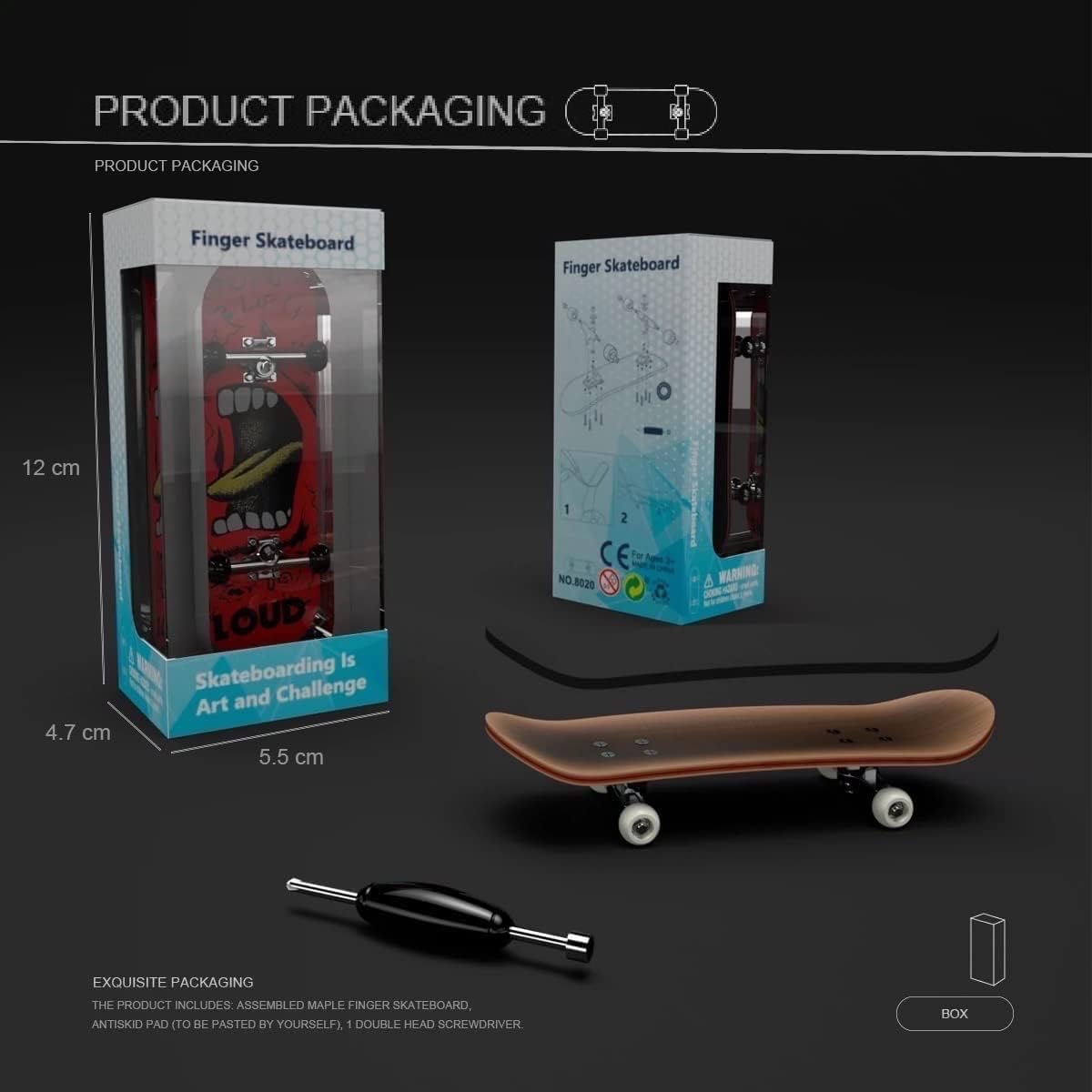 Lently Wood Fingerboards, Mini Fingerboards, 99mmL*29mmW (Skull god of war)