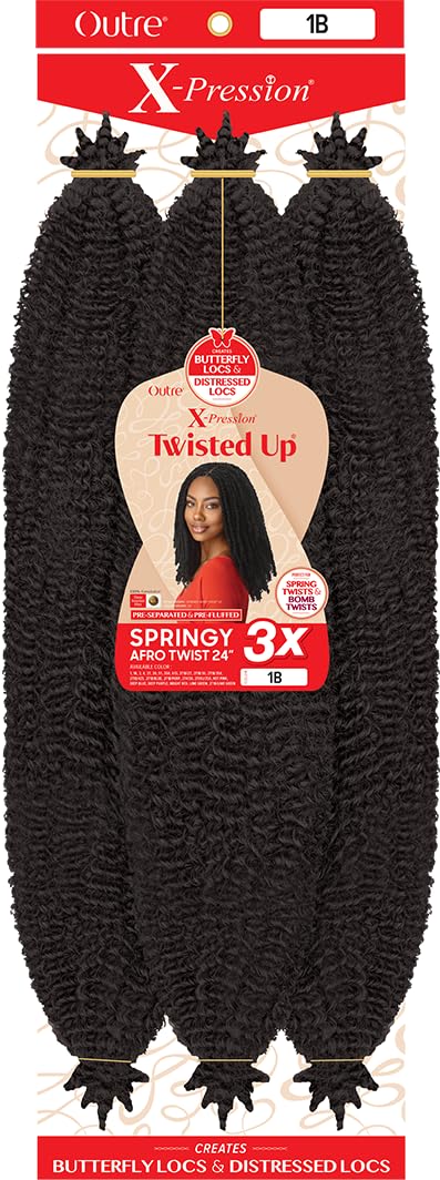 Outre Crochet Braids X-Pression Twisted Up 3X Springy Afro Twist 24" (1-pack, 1B)