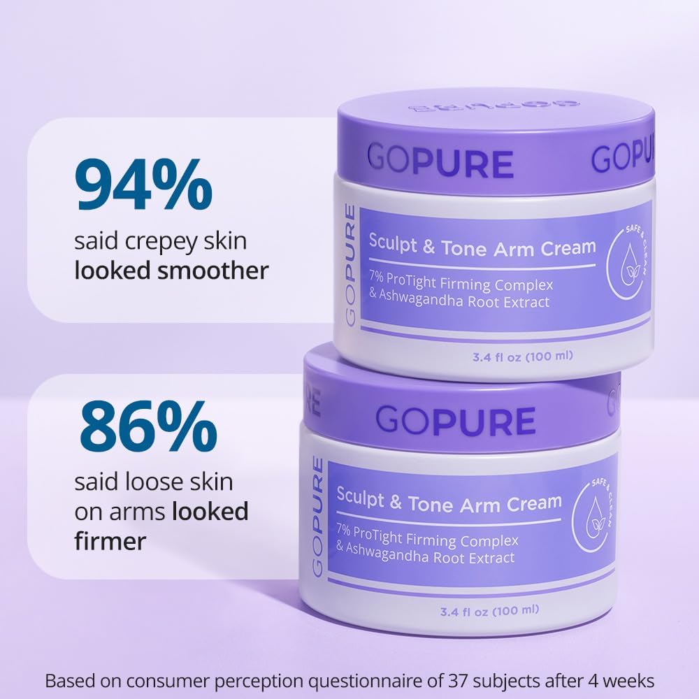 goPure Sculpt & Tone Arm Cream – Firming & Tightening Lotion for Arms, Reduces Wrinkles & Crepey Skin, Hydrates & Smooths Skin