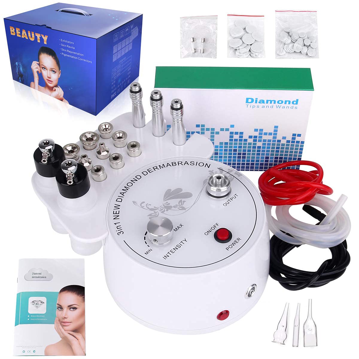 Diamond Microdermabrasion Machine, Yofuly 3 in 1 Professional Microdermabrasion Machine with Vacuum Glass Tube and Spray Bottle for Home Use Skin Care