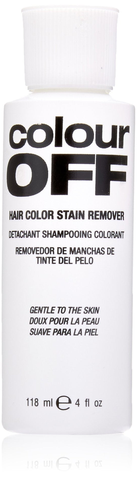 Bottle of Colour Off Hair Color Stain Remover on a white background