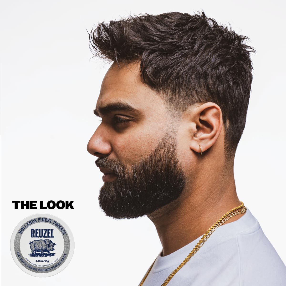 REUZEL Clay Matte Pomade, Medium All Day Hold, Water Soluble Styling, Matte Finish and Flake Free, Easy To Wash Out, For All Hair Types