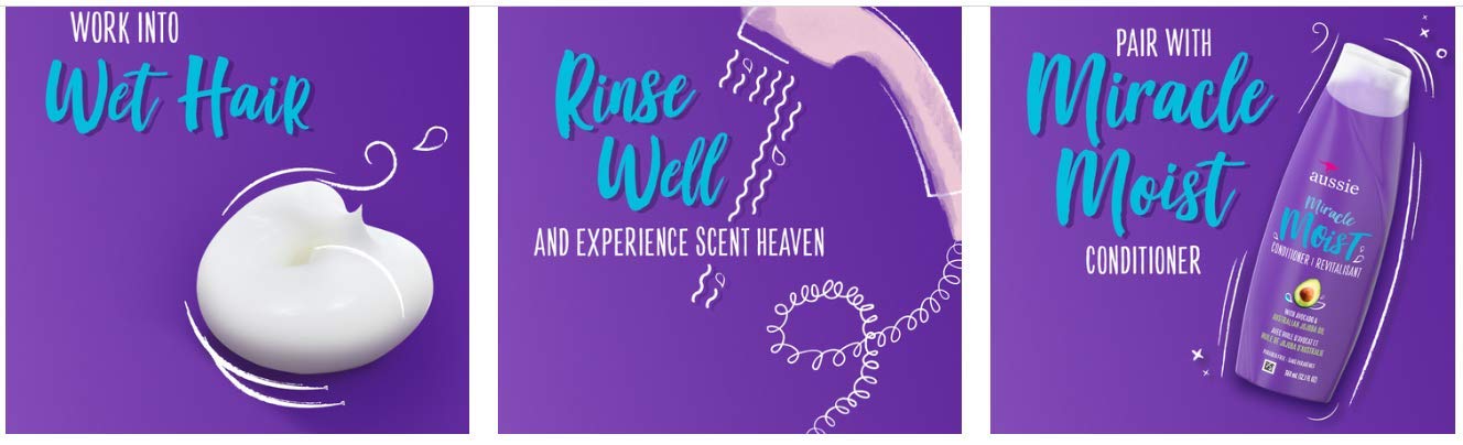 Aussie Miracle Moist Shampoo and Conditioner Set with avocado & australian jojoba oil-12.1 fl oz each