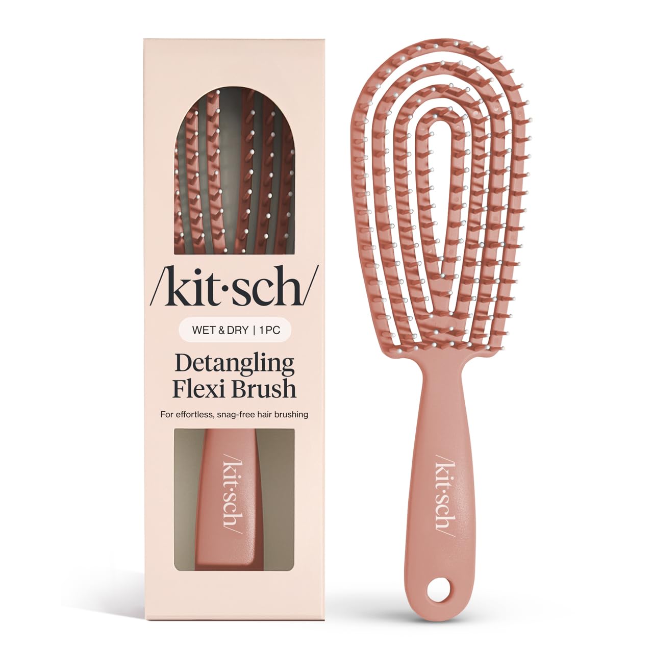 Kitsch Detangler Brush – Flexible Terracotta Hair Brush for Women, Men & Kids | Ultra-Smooth Bristles for Wet or Dry Curly Hair, No Pulling or Breakage
