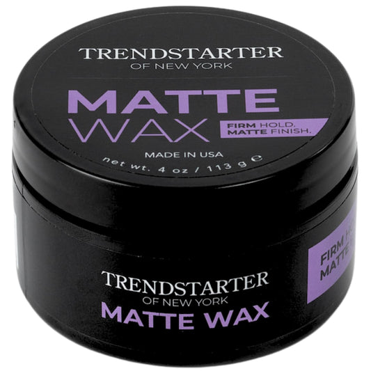 TRENDSTARTER Matte Wax 4oz – Firm Hold, Matte Finish, Water-Based Hair Styling Pomade – All-Day, Flake-Free Wax for All Hair Types
