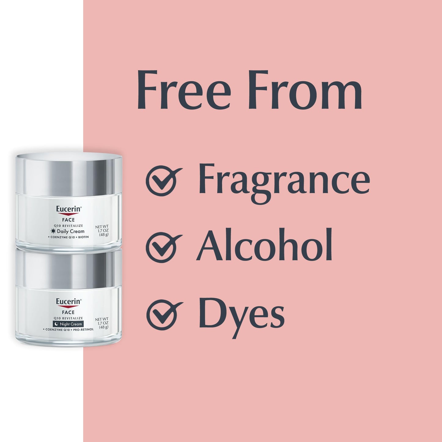 Eucerin Q10 Anti-Wrinkle Face Cream Set – Day Cream with Biotin & Night Cream with Pro-Retinol, Fragrance-Free Moisturizer Duo, 1.7 Oz Each