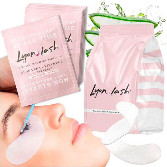 Lyon Lash 100 Pairs Under Eye Gel Pads – Lint-Free, Aloe Vera Hydrogel Patches for Eyelash Extensions, Fits Most Eye Shapes, Premium Beauty Tool