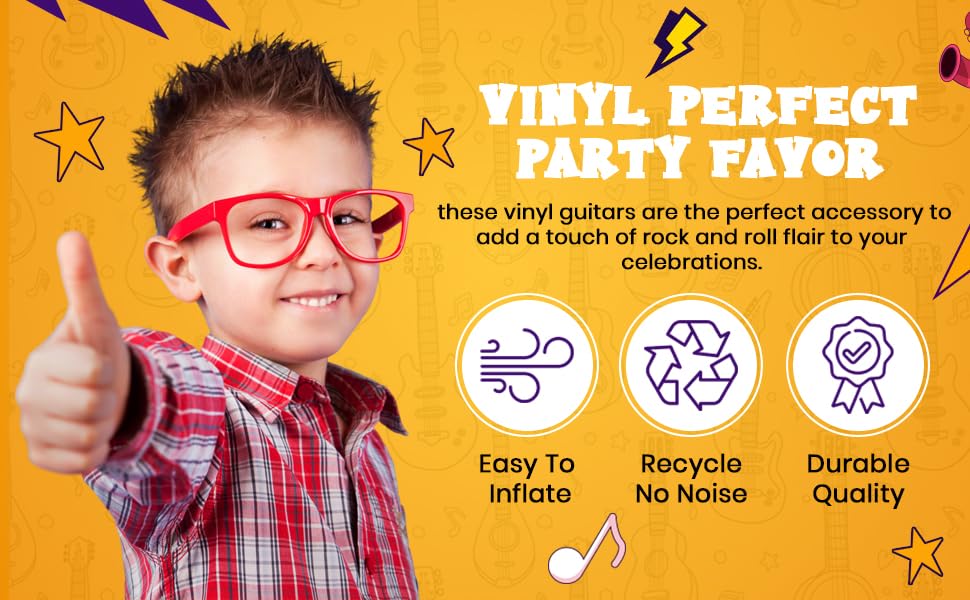 Zugar Land Rock Inflatable Guitar (42 Inches) Vinyl. Perfect Party Favor, DJ Dance 80s Rocker (Gold and Silver (2 Pack)), Multi, 42 Inch