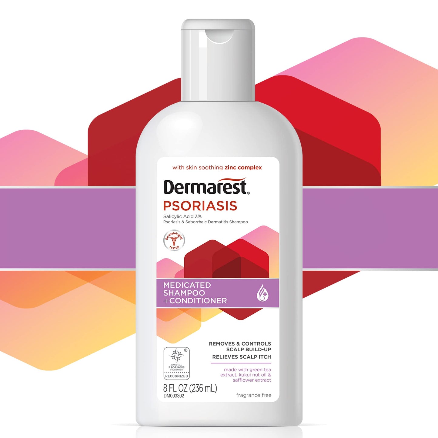 Dermarest Psoriasis Medicated Shampoo and Conditioner, Unscented, Dermatologist Tested, 8 Fl Oz (Pack of 2)