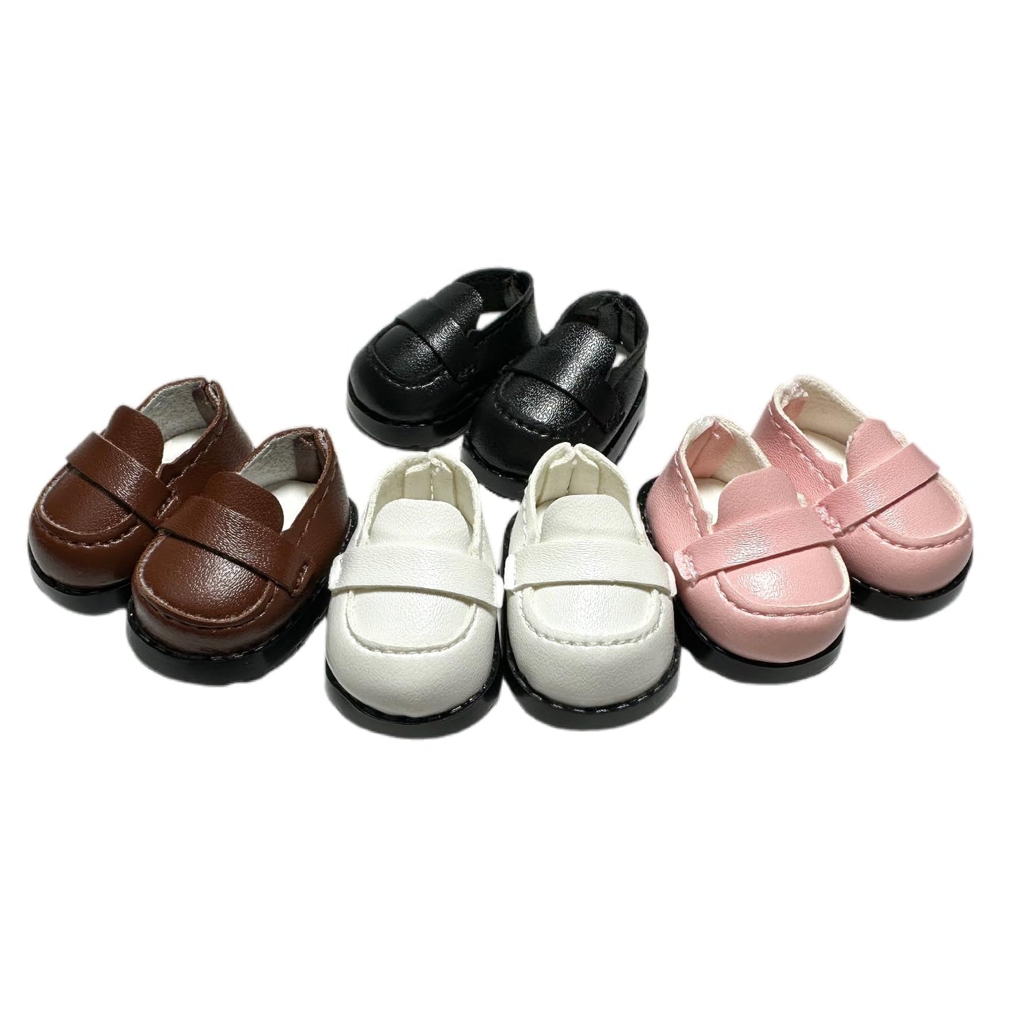 QIXINGWISE 1 Pair Doll Shoes for 15-17cm Dolls, Mini PU Leather Loafers, Fashion Doll Outfit Accessories, Black