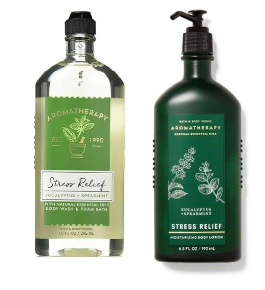 Bath and Body Works Eucalyptus Spearmint Stress Relief Lotion and Wash 2 Piece Set