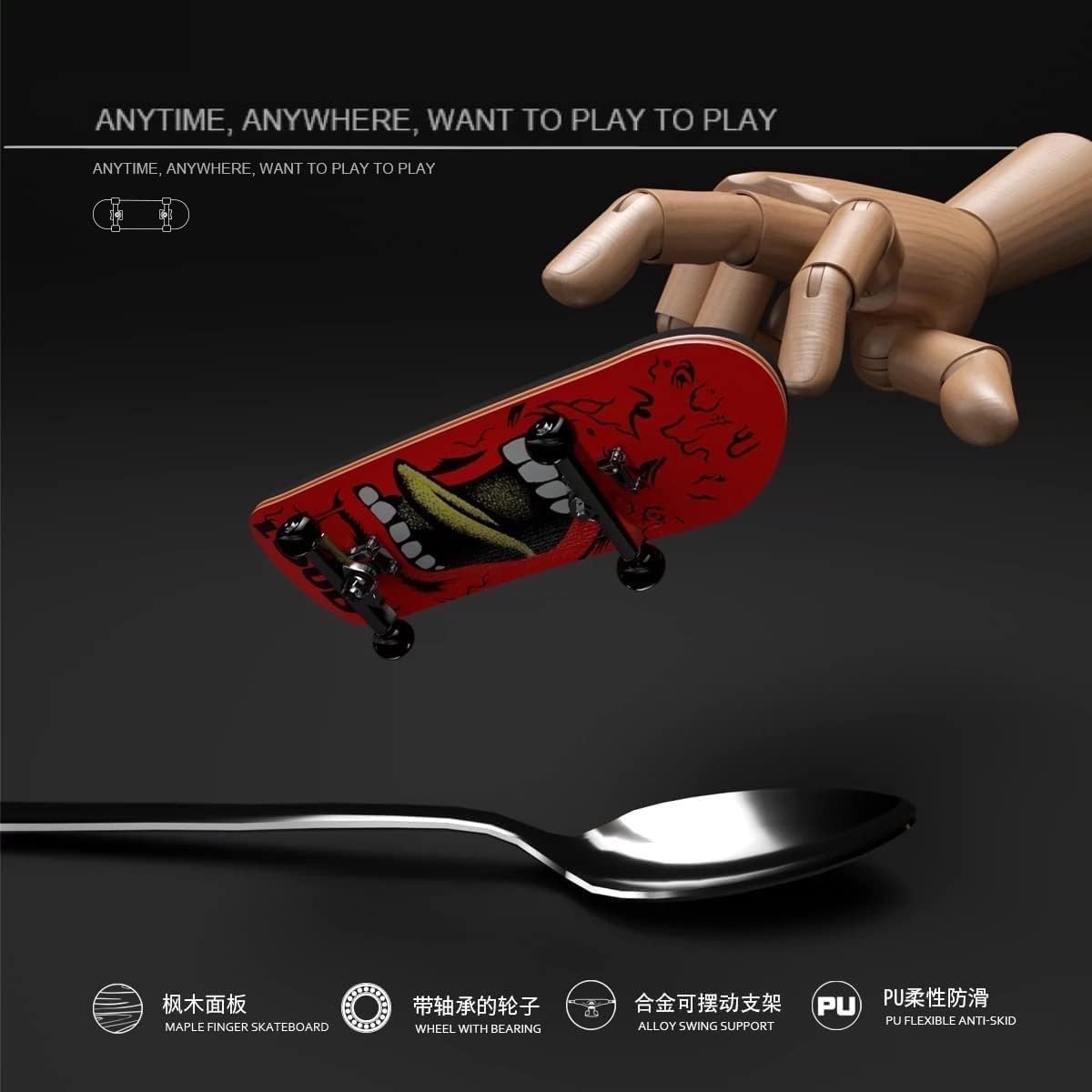 Lently Wood Fingerboards, Mini Fingerboards, 99mmL*29mmW (Skull god of war)