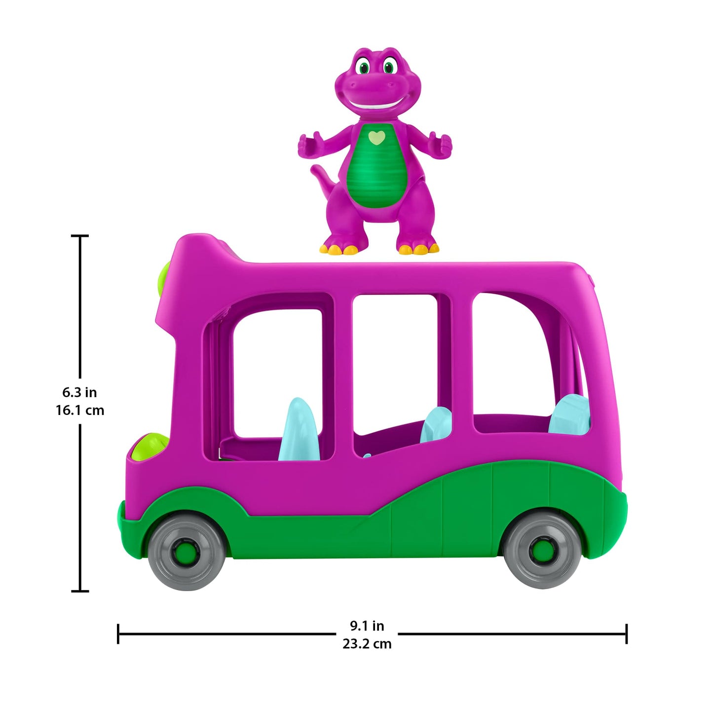Barney World Preschool Toy Adventure Bus Push-Along Vehicle Figure for Pretend Play Kids Ages 3+ Years