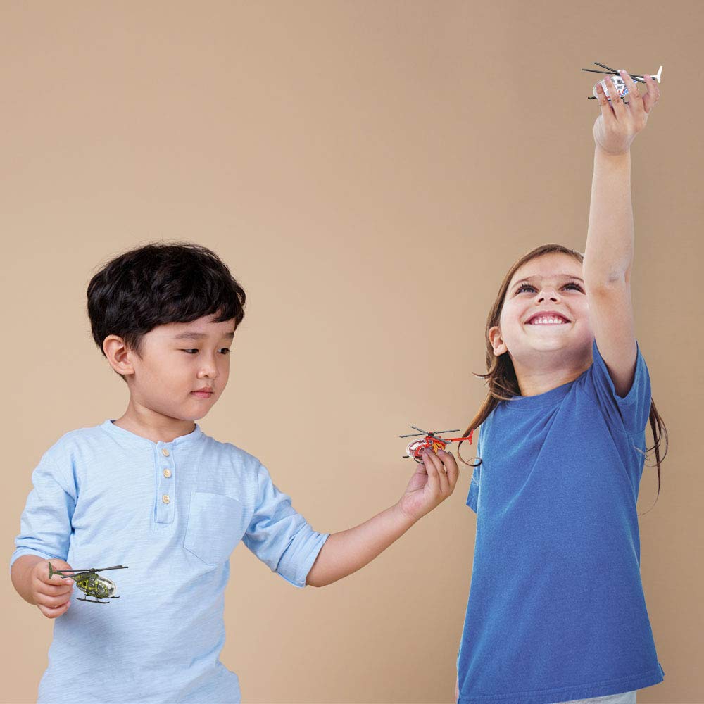 ArtCreativity Diecast Helicopter Toy Set of 4 – Police, Fire, EMS & Military Choppers with Spinning Props, Kids Birthday Party Favors