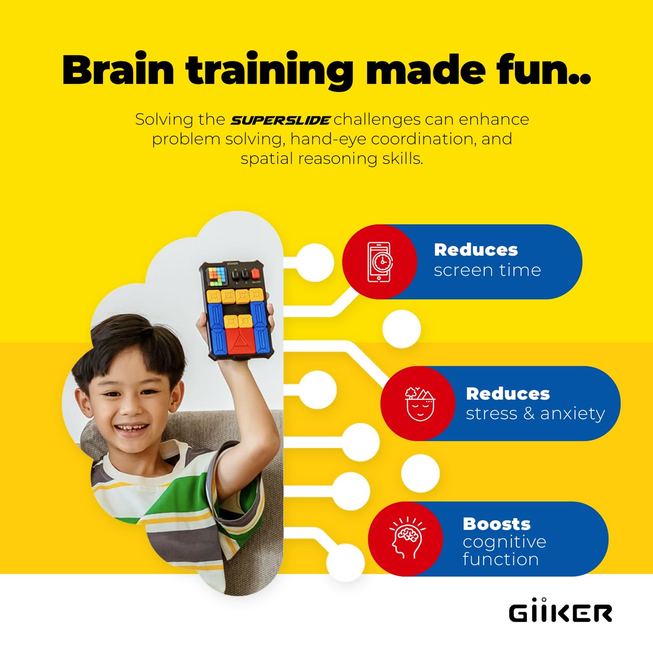 GiiKER Super Slide Puzzle Game – 500+ Brain Teaser Challenges, Smart Toy for Kids & Teens, Travel Game, Road Trip Activity & Gift for Boys & Girls