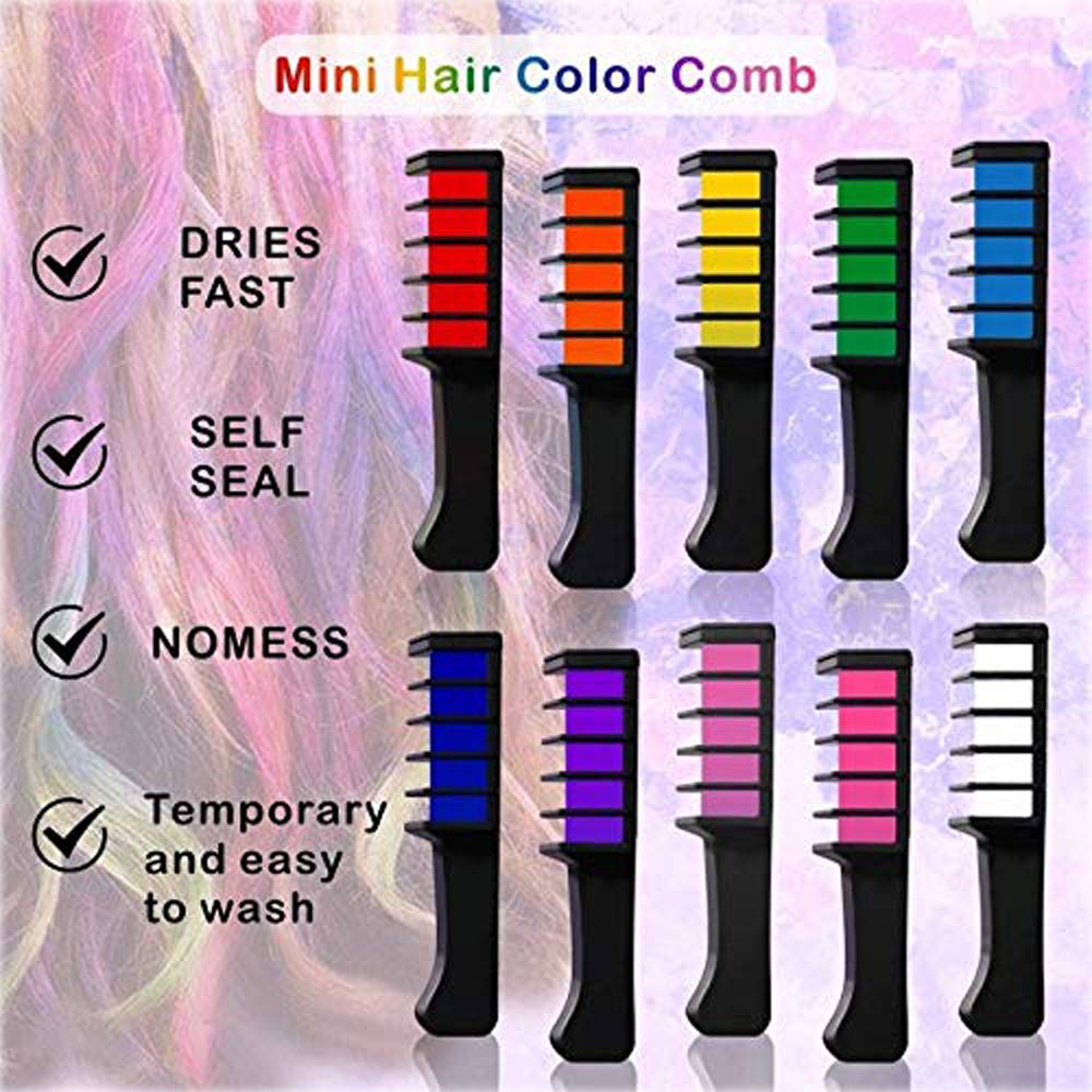 EBANKU Temporary Hair Chalk Comb, 10 Color Washable Hair Chalk Set for Girls Kids Gifts on Cosplay DIY Halloween Christmas Day Birthday Party