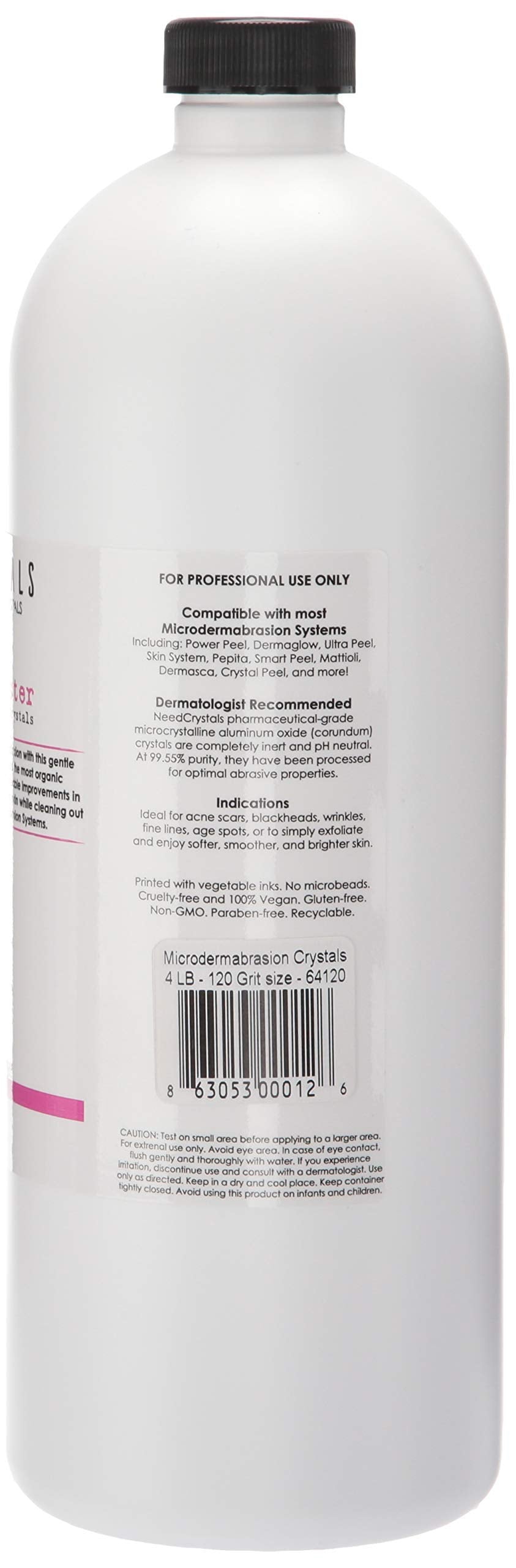 NeedCrystals Microdermabrasion Crystals – 4 lb, 120 Grit, All-Natural Facial Exfoliant for Wrinkles, Scars, Dull & Dry Skin