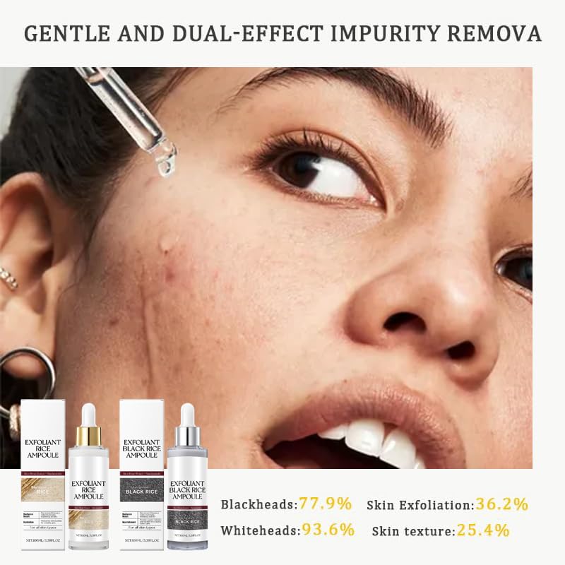 Black & White Rice Exfoliating Peel for Face & Body – Gentle Soft Scrub, Deep Hydration, Suitable for All Skin Types, 2-Pack