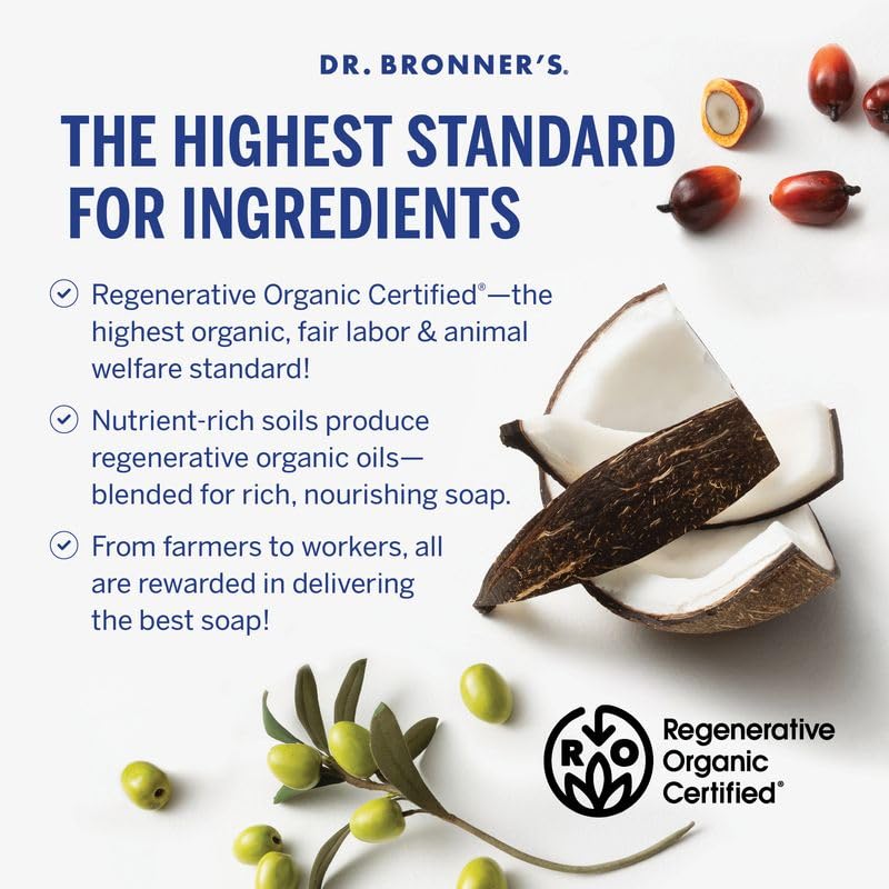 Dr. Bronner's Peppermint Pure-Castile Liquid Soap, 32oz – 18-in-1 Vegan Body Wash for Face, Hair, Hands, Laundry & More, Non-GMO