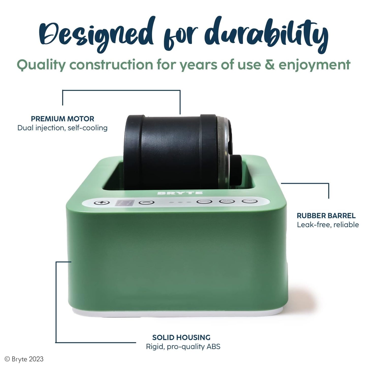 BRYTE Rock Tumbler & Polisher, Medium Mint Green, 3-Speed, 9-Day Timer, Quiet Motor – Sea Glass & Indoor Tumbling Kit, Ages 8+