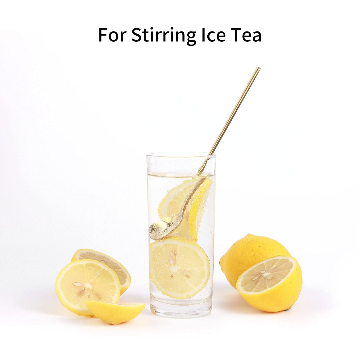 4PCS 6.7" Long Handle Coffee/Tea Spoons, Gold Stainless Steel, Ideal for Ice Tea, Espresso & Stirring