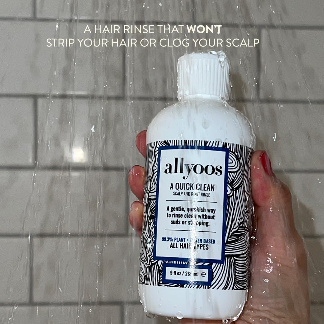 Allyoos A Quick Clean, Hair Rinse, Removes Sweat, Oil & Buildup From Scalp & Hair, No Suds, Dry Shampoo Alternative, Balances Scalp, Sulfate-Free
