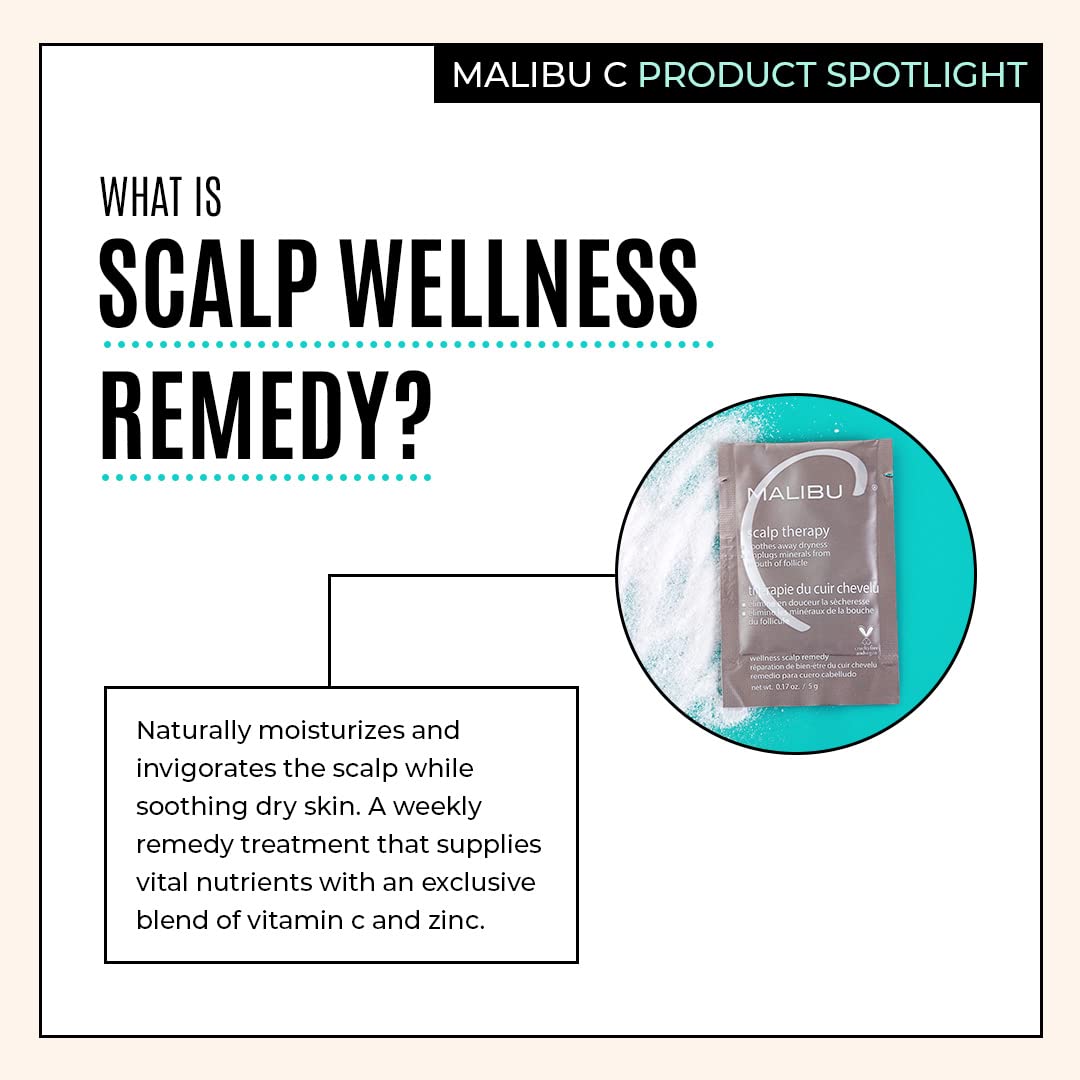 Malibu C Scalp Therapy Wellness Remedy Packet – Soothes & Moisturizes Dry Scalp, Restores Balance & Manageability with Vitamin C & Zinc Gluconate
