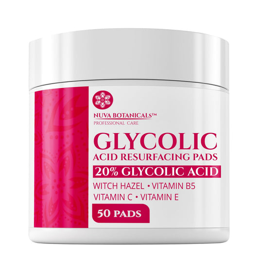20% Glycolic Acid Face Pads (50) – At-Home Chemical Peel & Exfoliating Pads with Vitamin C for Acne & Brightening Skin