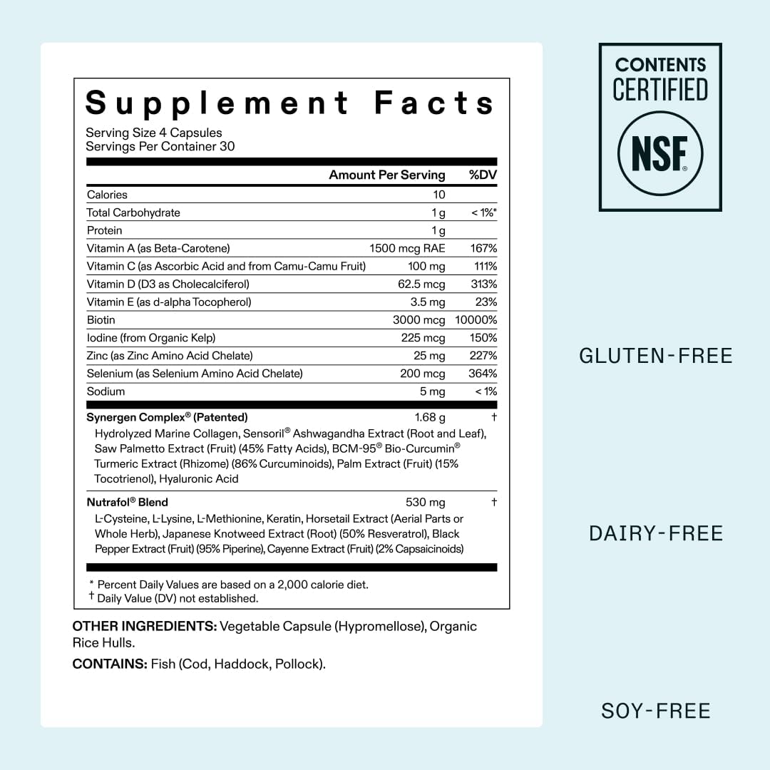 Nutrafol Women’s Hair Growth Supplement, Ages 18-44 | Clinically Proven for Thicker, Stronger Hair | Dermatologist Recommended, 1-Month Supply