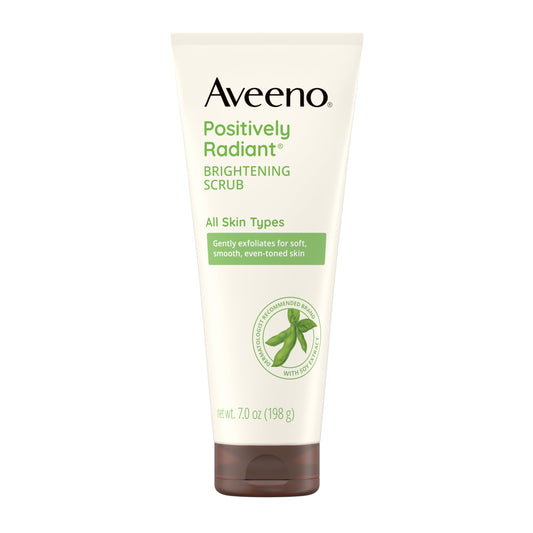 Aveeno Positively Radiant Brightening Face Scrub & Daily Exfoliating Wash, Oil-Free, Soap-Free, Hypoallergenic, 7 oz
