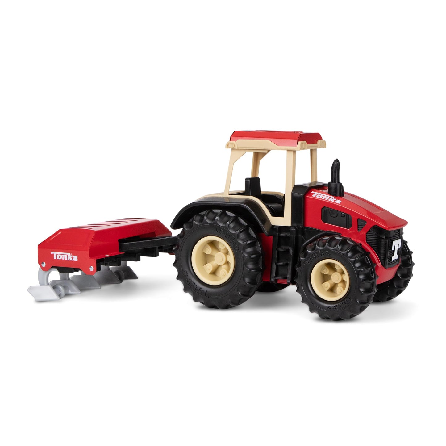 Tonka Steel Classics Farm Tractor & Plow – Red Steel & Plastic Toy Truck for Toddlers 3+, Boys & Girls, Birthday & Holiday Gift