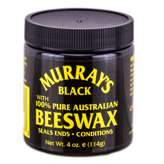 Jar of Murray's Black with 100% Pure Australian Beeswax on a white background