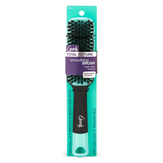 Goody x Total Texture Smoothing Brush | Vegan Boar Bristles for Natural & Textured Hair | Smooths Cuticles, Adds Shine & Features Non-Slip Grip
