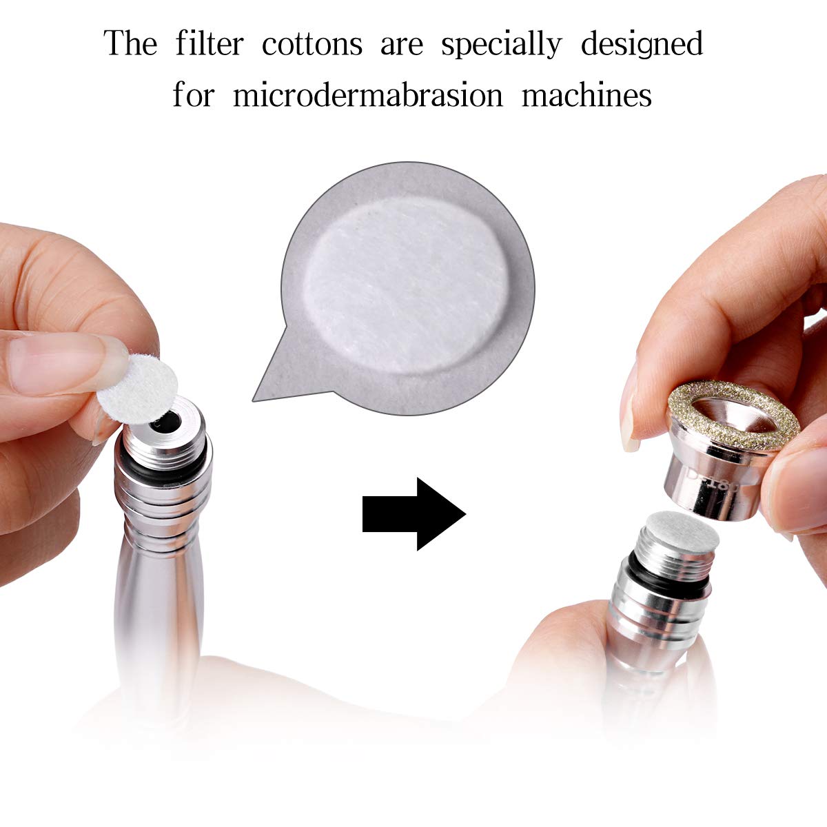 200 Pcs Microdermabrasion Cotton Filters, 10mm Diamond Facial Vacuum Replacement Sponge Filters for Suction Microdermabrasion Machine