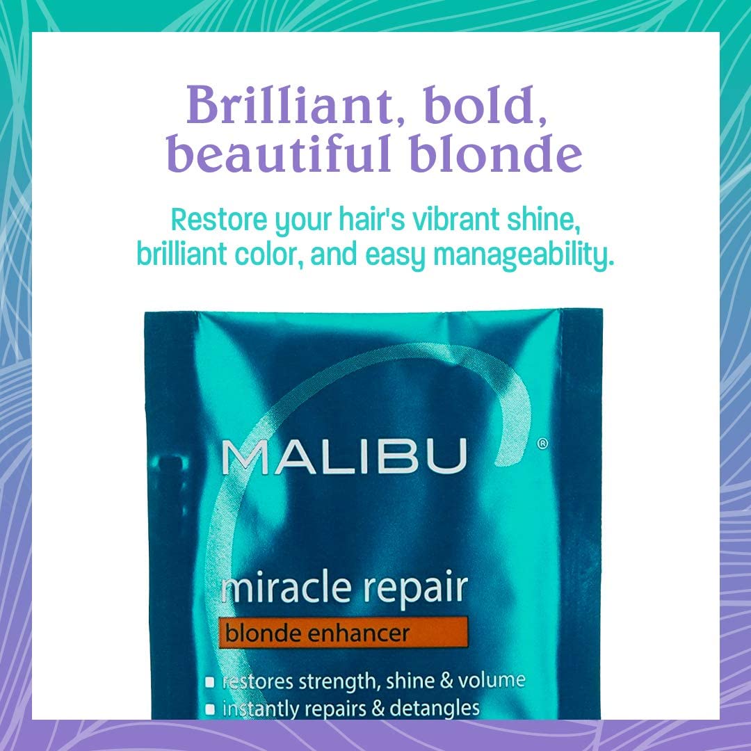 Malibu C Miracle Repair Hair Reconstructor Blonde Enhancer (1 Packet) | Nourishing Repair Treatment for Damaged, Discolored Blonde Hair