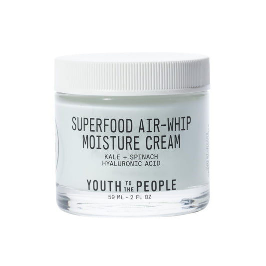 Youth To The People Superfood Air-Whip Moisture Cream - Kale & Green Tea Hyaluronic Face Moisturizer, Lightweight Gel, 48HR Hydration, 2 fl oz