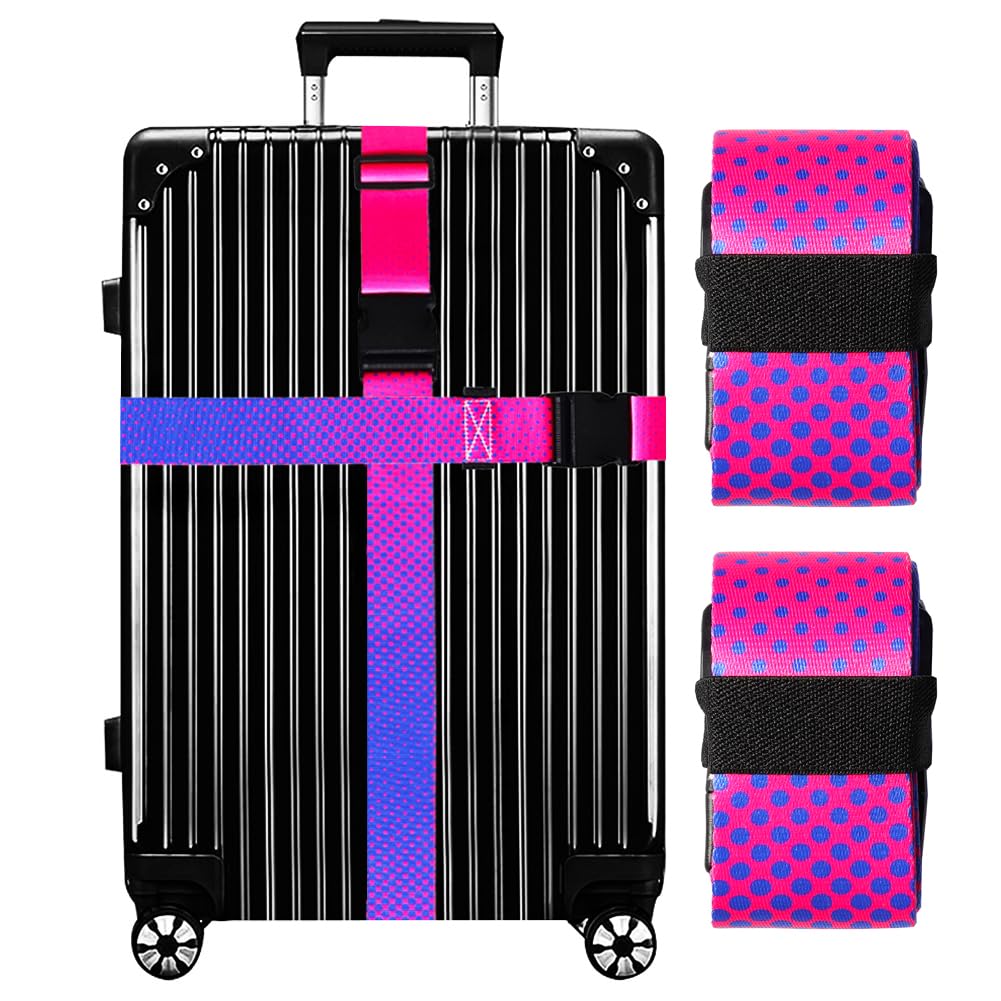 Gowraps TSA Approved Luggage Straps – 2 Pack Adjustable Bright Luggage Belt for Suitcases, Carry-On Bags & Travel Accessories (Gradient)