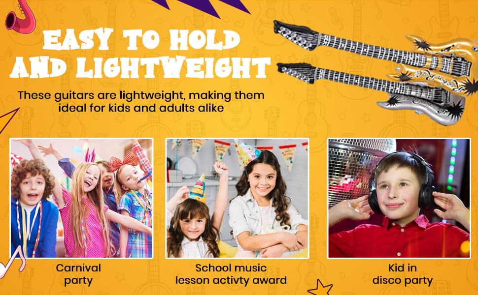 Zugar Land Rock Inflatable Guitar (42 Inches) Vinyl. Perfect Party Favor, DJ Dance 80s Rocker (Gold and Silver (2 Pack)), Multi, 42 Inch