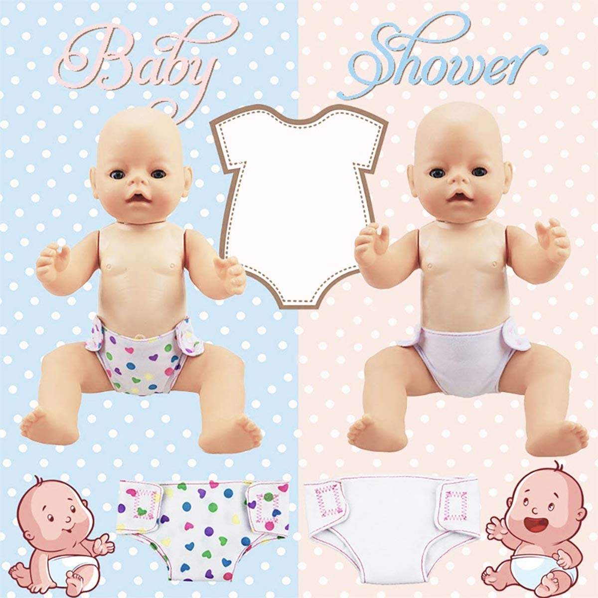 DC-BEAUTIFUL 4 Pcs Diapers, Underwear and 2 Pcs Bibs for 14-18 Inch Baby Dolls, Suitable for Infant Baby Girls Boys
