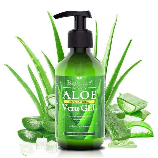 BIGHTURE 100% Aloe Vera Gel from Fresh Aloe Leaves – Soothing, Firming, After Shave & Sunburn Relief Skincare