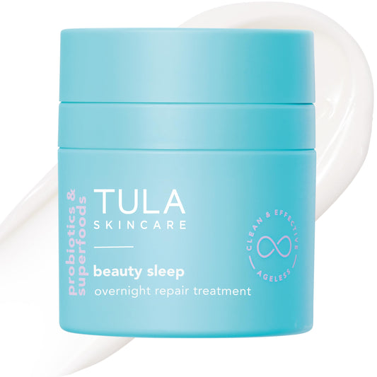 TULA Beauty Sleep Overnight Repair Night Cream - Anti-Aging with Peptides, AHAs & Vitamin C to Reduce Lines & Dullness, 1.7 oz