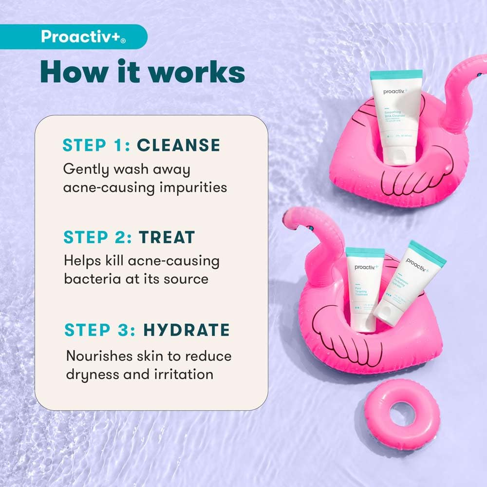 Proactiv+ 3-Step Advanced Acne Skincare Kit – Salicylic Acid Wash, Benzoyl Peroxide Treatment & Moisturizer, 30-Day Set