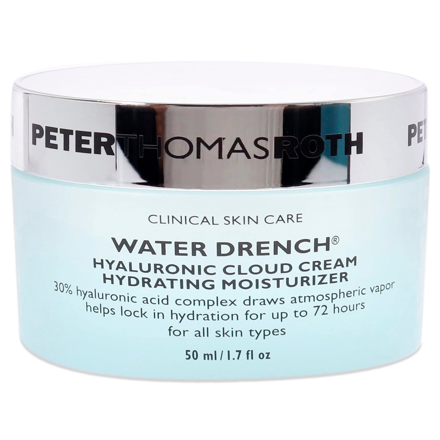 Peter Thomas Roth Water Drench Hyaluronic Cloud Cream – Hydrating Face Moisturizer, Refillable Jar, 72H Hydration, Fragrance-Free