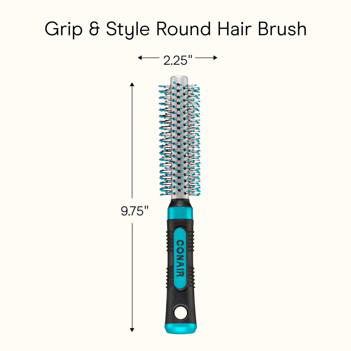 Conair Metal Round Hairbrush with Nylon Bristles – Adds Body & Fullness – Ideal for Blowouts, Short Hair & At-Home Styling