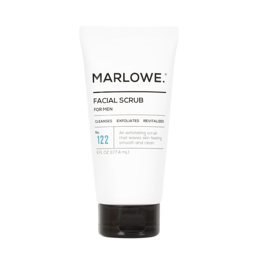 MARLOWE. No. 122 Facial Scrub 6 oz, Gentle Face Exfoliator with Apricot Seed Powder & Pumice, Cleanses & Smooths, Fresh Pine & Agarwood Scent