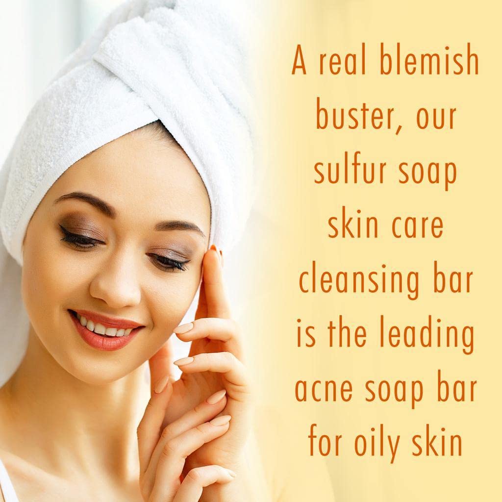 10% Sulfur Soap Bar for Face & Body – Natural Acne & Oily Skin Cleanser with Tea Tree, Lemongrass, Vitamin E & Coconut Milk – USA Made